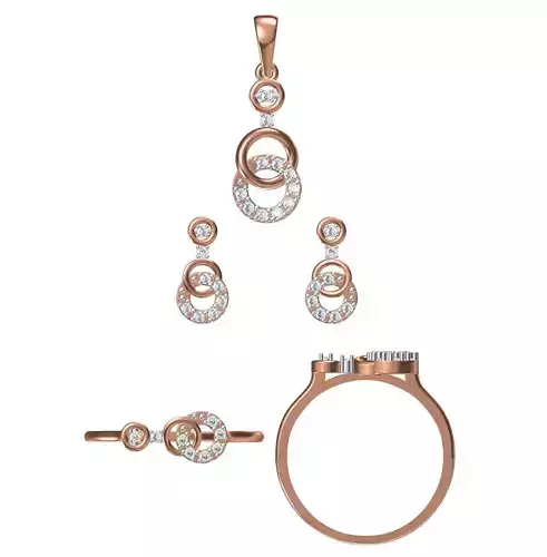 Light wt Ring Earrings Pendant set 3dm stl 1-render details