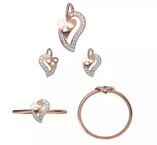 Light wt Ring Earrings Pendant set 3dm stl 1-render details