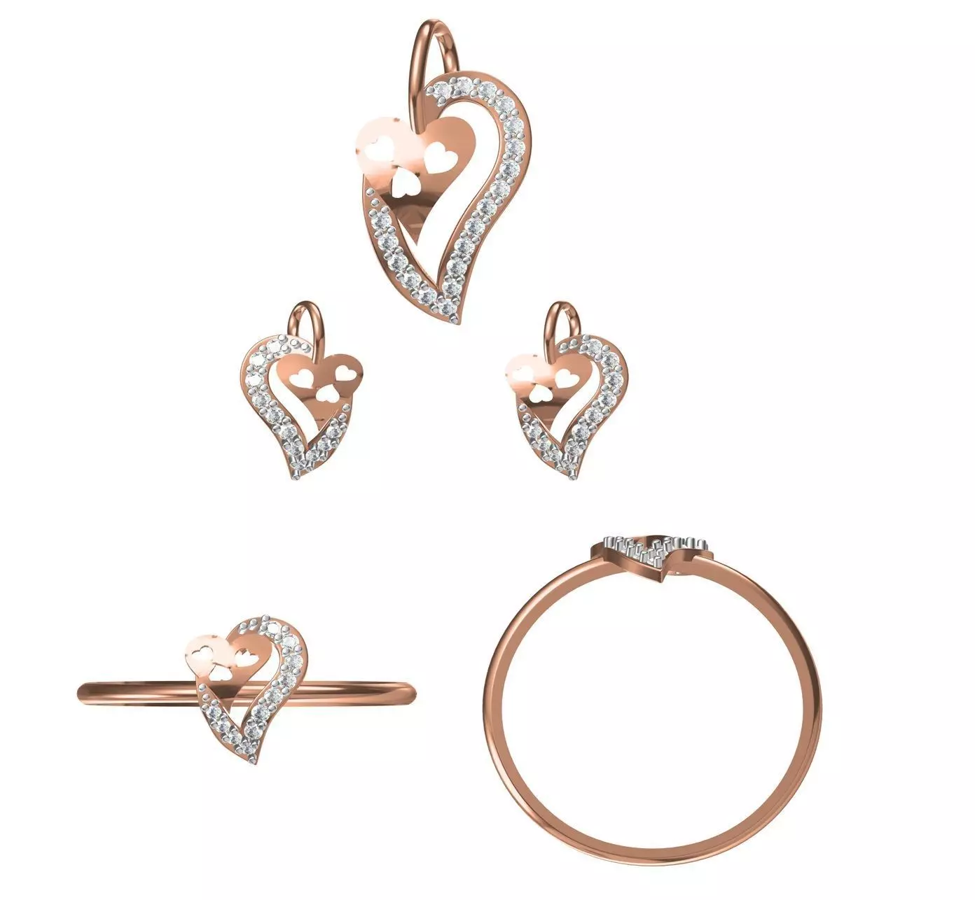 Light wt Ring Earrings Pendant set 3dm stl 1-render details 3D print model_0