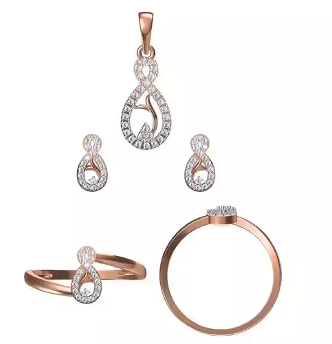 Light wt Ring Earrings Pendant set 3dm stl 1-render details