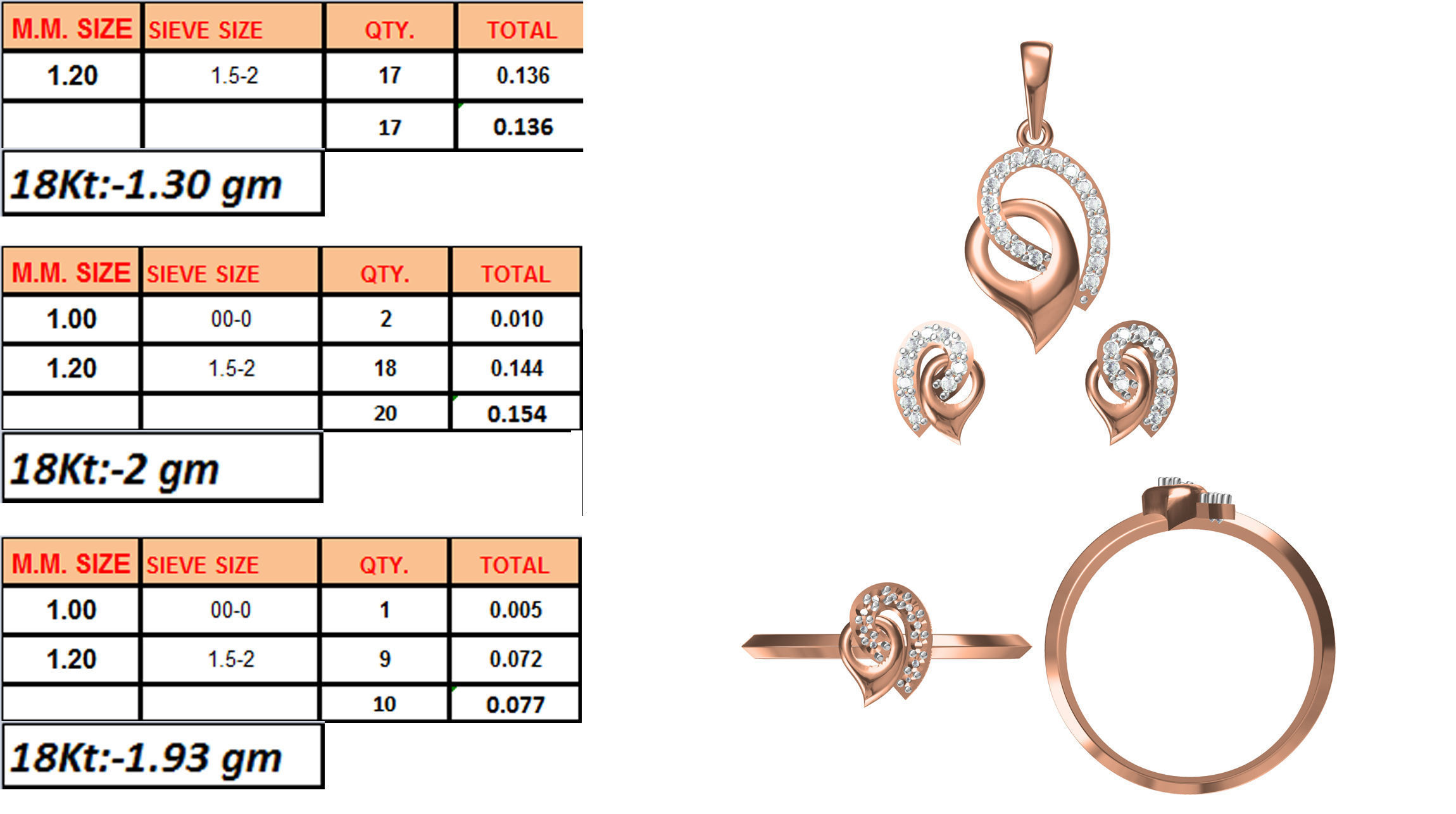 Light wt Ring Earrings Pendant set 3dm stl 1-render details 3D print model_1