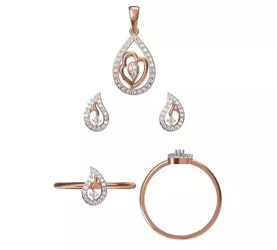 Light wt Ring Earrings Pendant set 3dm stl 1-render details