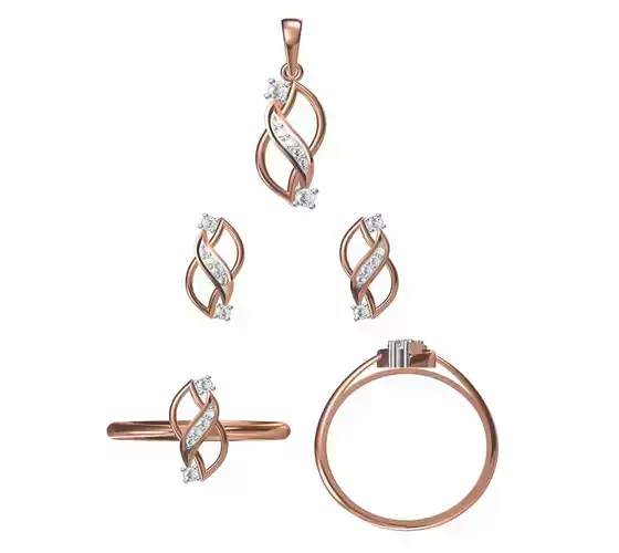 Light wt Ring Earrings Pendant set 3dm stl 1-render details