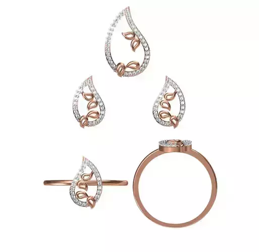Light wt Ring Earrings Pendant set 3dm stl 1-render details