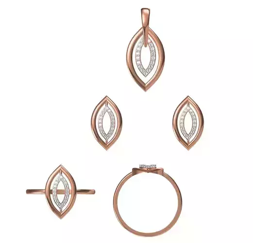 Light wt Ring Earrings Pendant set 3dm stl 1-render details