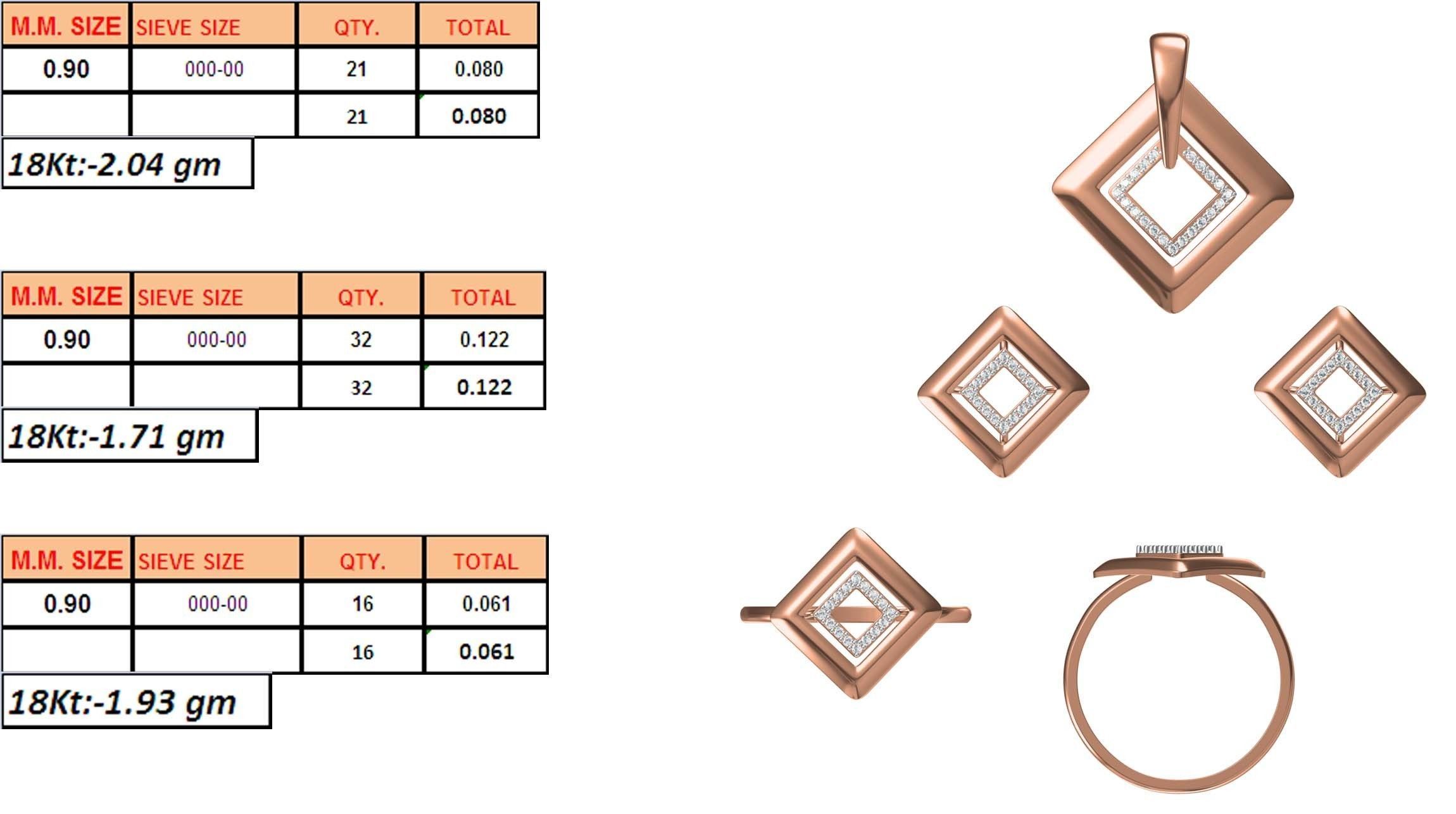 Light wt Ring Earrings Pendant set 3dm stl 1-render details 3D print model_1