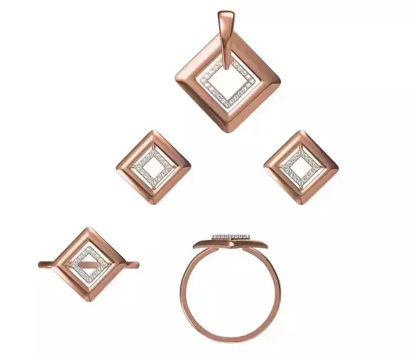 Light wt Ring Earrings Pendant set 3dm stl 1-render details