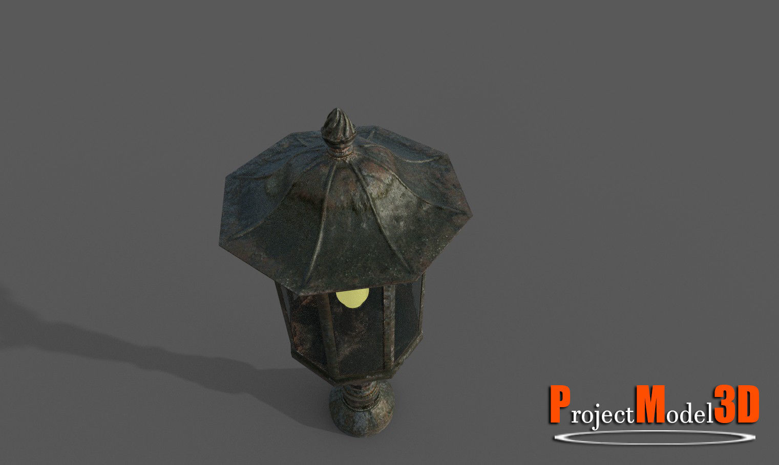 Old Lamp Post Version 001 Low-poly 3D model_7
