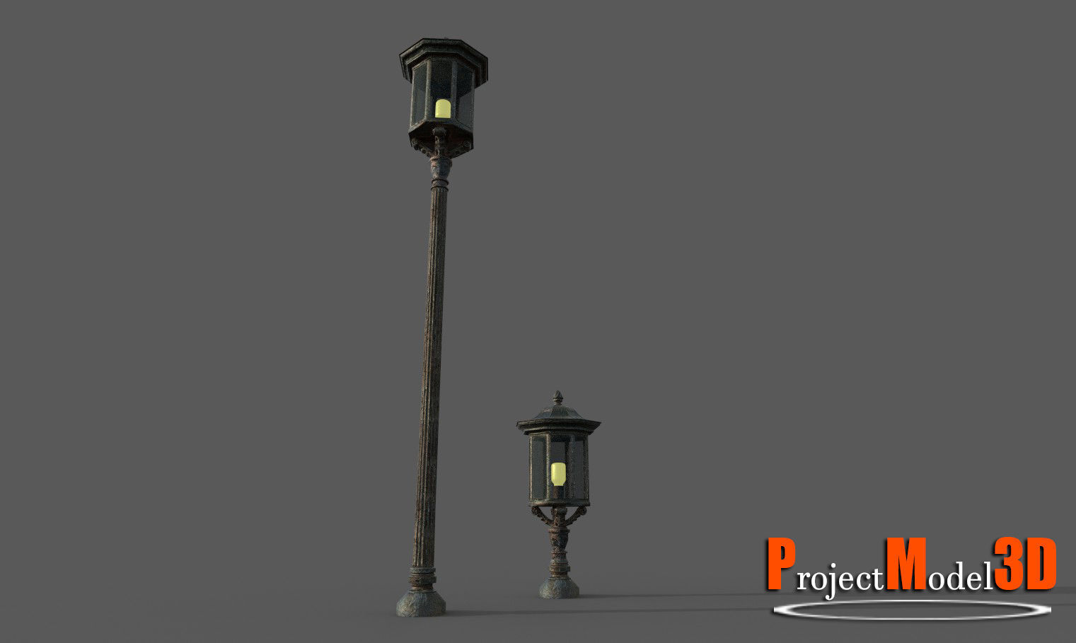 Old Lamp Post Version 001 Low-poly 3D model_5