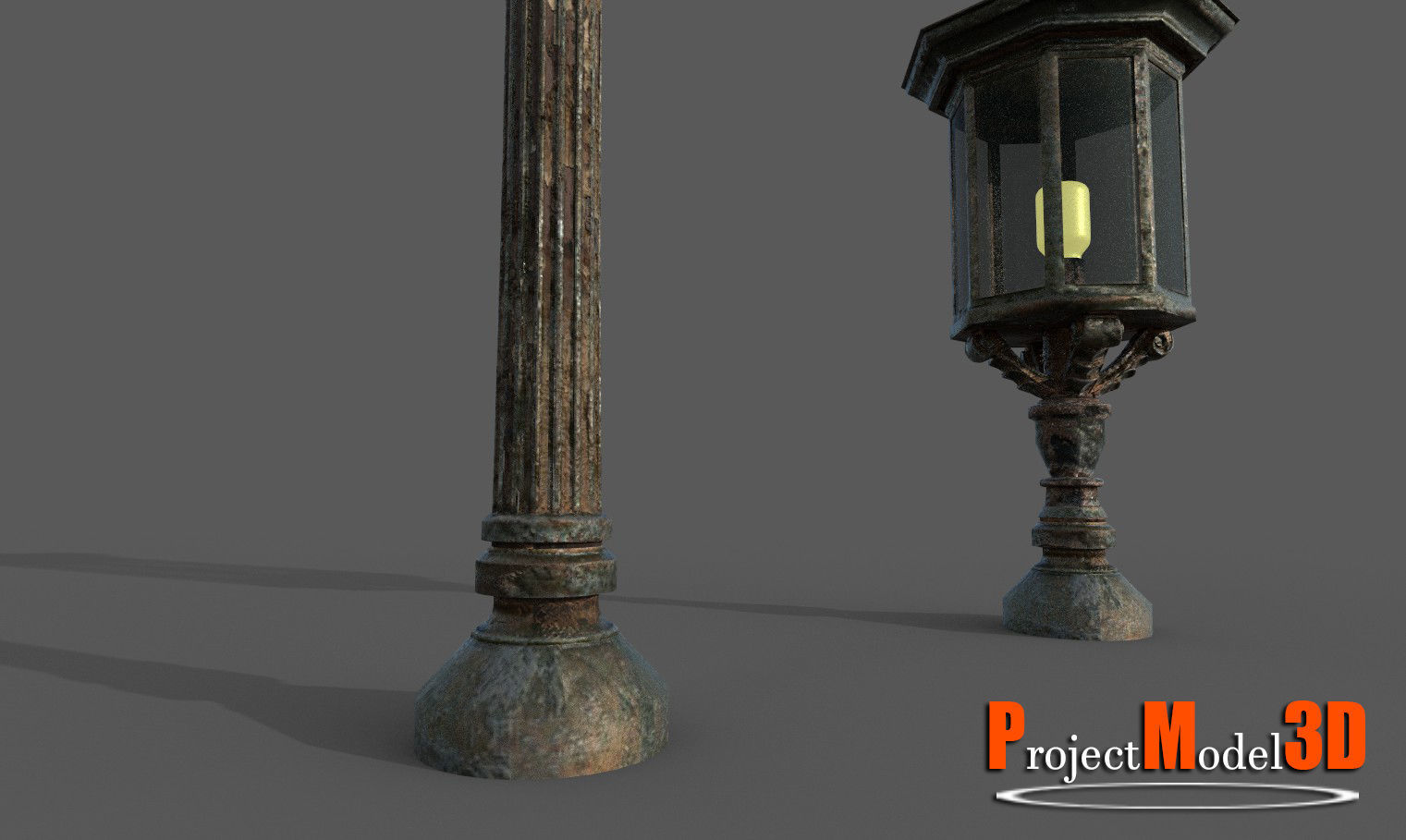 Old Lamp Post Version 001 Low-poly 3D model_9