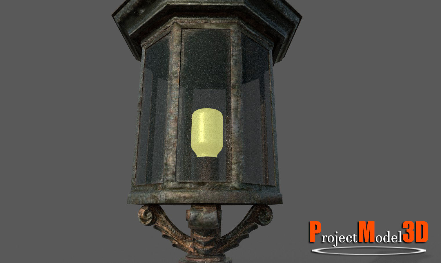 Old Lamp Post Version 001 Low-poly 3D model_8