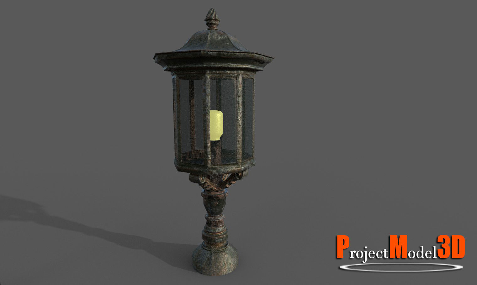 Old Lamp Post Version 001 Low-poly 3D model_6