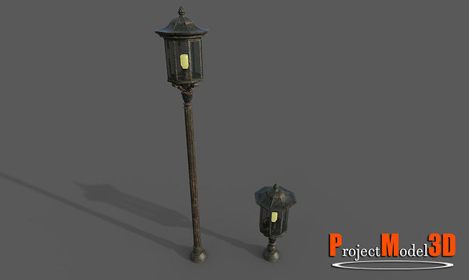 Old Lamp Post Version 001 Low-poly 3D model