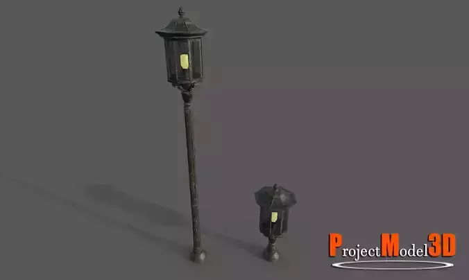 Old Lamp Post Version 001 Low-poly 3D model