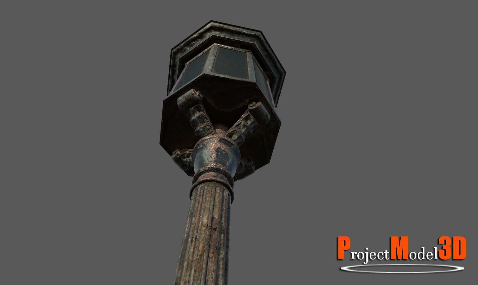 Old Lamp Post Version 001 Low-poly 3D model_10