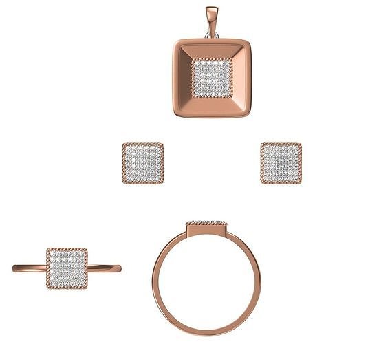 Light wt Ring Earrings Pendant set stl jcd 1-render details 3D print model