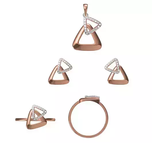 Light wt Ring Earrings Pendant set 3dm stl 1-render details