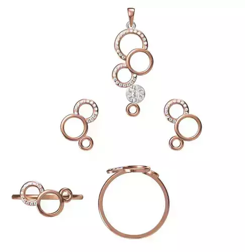 Light wt Ring Earrings Pendant set 3dm stl 1-render details