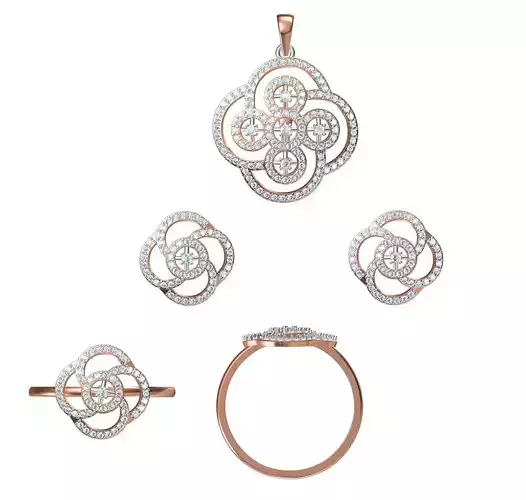 Light wt Ring Earrings Pendant set 3dm stl 1-render details
