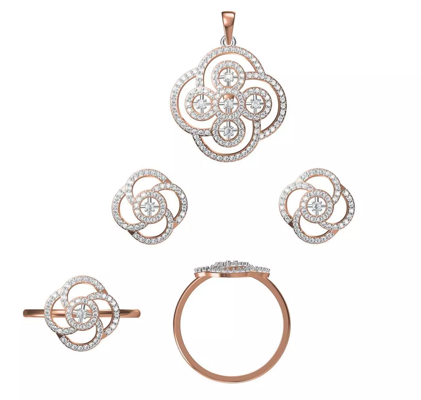 Light wt Ring Earrings Pendant set 3dm stl 1-render details 3D print model_0