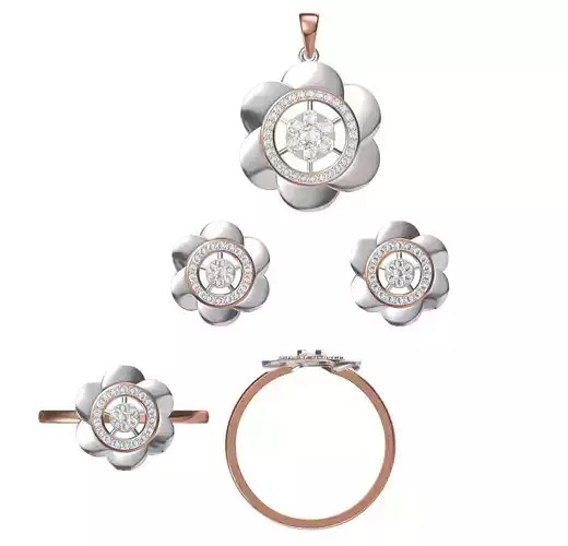 Light wt Ring Earrings Pendant set 3dm stl 1-render details