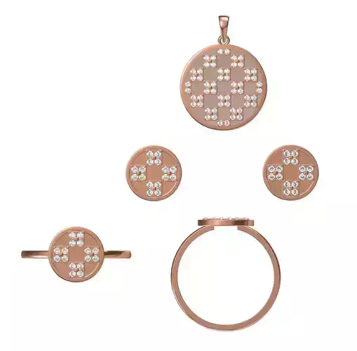 Light wt Ring Earrings Pendant set 3dm stl 1-render details