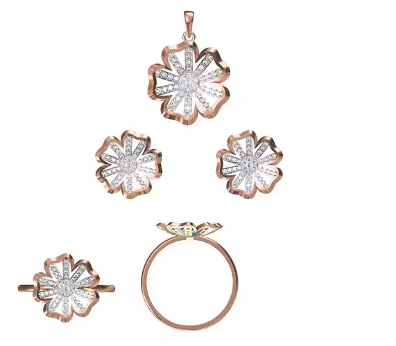 Light wt Ring Earrings Pendant set 3dm stl 1-render details