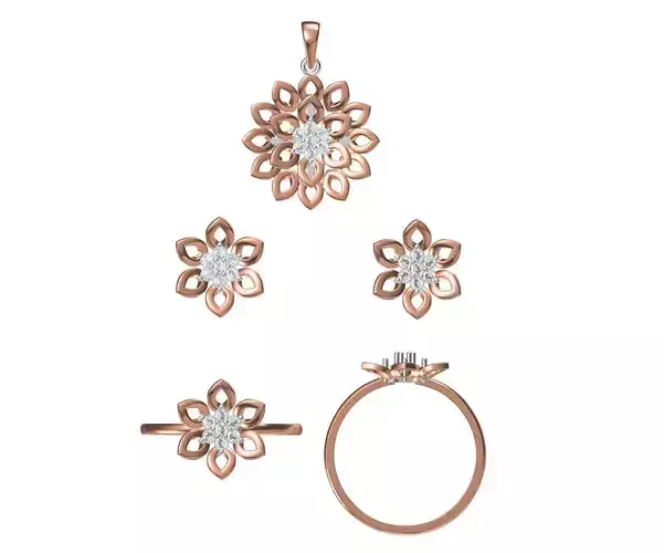Light wt Ring Earrings Pendant set 3dm stl 1-render details 3D print model