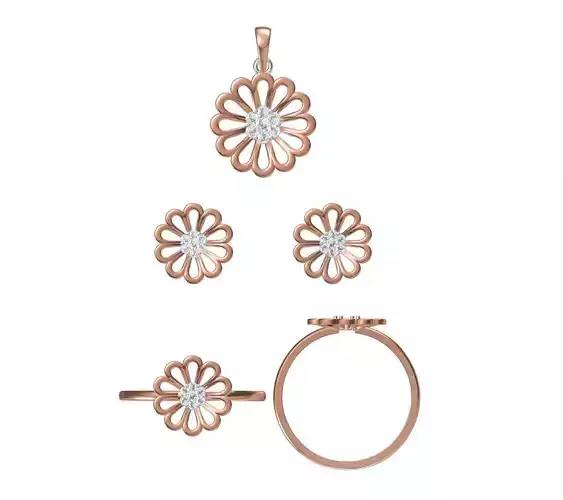Light wt Ring Earrings Pendant set 3dm stl 1-render details 3D print model
