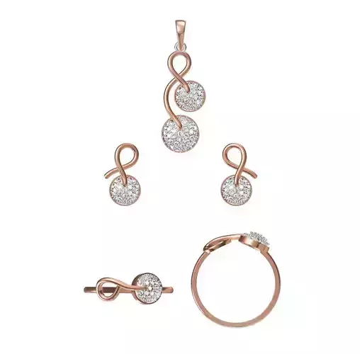 Light wt Ring Earrings Pendant set 3dm stl 1-render details 3D print model