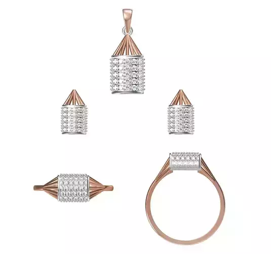 Light wt Ring Earrings Pendant set 3dm stl 1-render details 3D print model