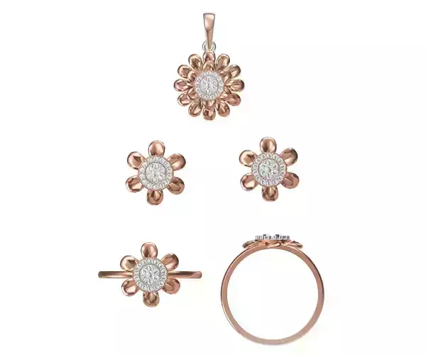 Light wt Ring Earrings Pendant set 3dm stl 1-render details 3D print model
