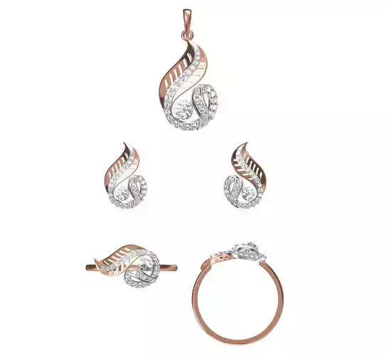 Light wt Ring Earrings Pendant set 3dm stl 1-render details