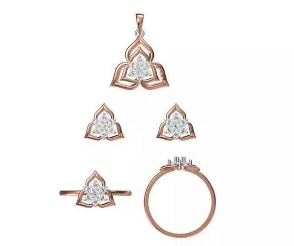 Light wt Ring Earrings Pendant set 3dm stl 1-render details 3D print model
