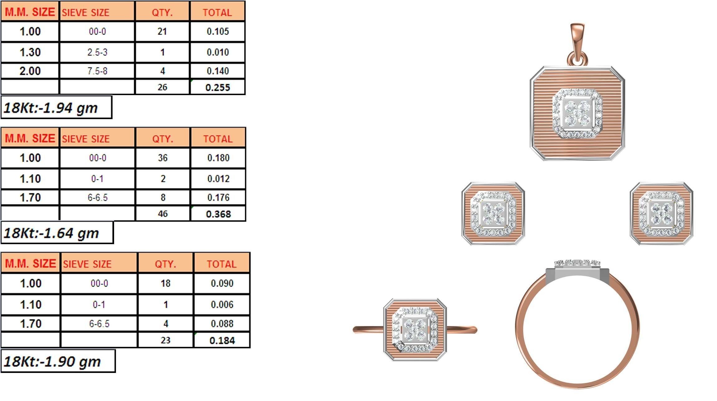 Light wt Ring Earrings Pendant set 3dm stl 1-render details 3D print model_1
