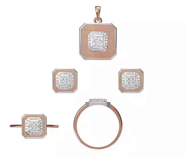 Light wt Ring Earrings Pendant set 3dm stl 1-render details