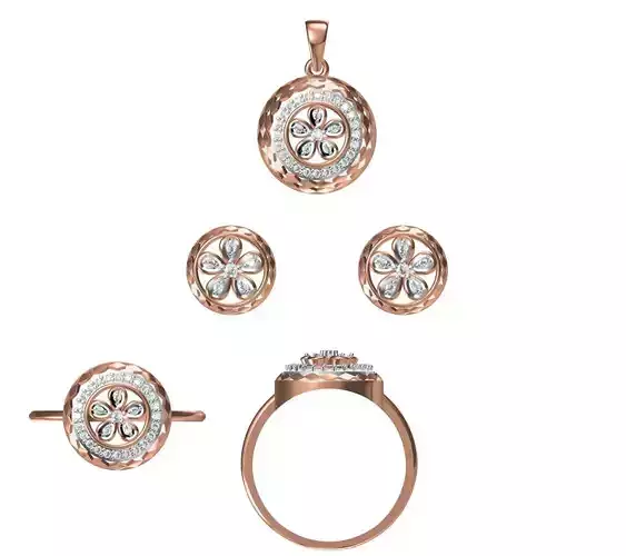 Light wt Ring Earrings Pendant set 3dm stl 1-render details 3D print model