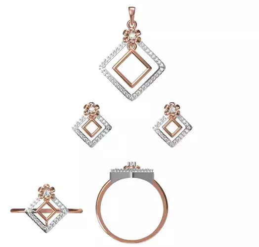 Light wt Ring Earrings Pendant set 3dm stl 1-render details 3D print model