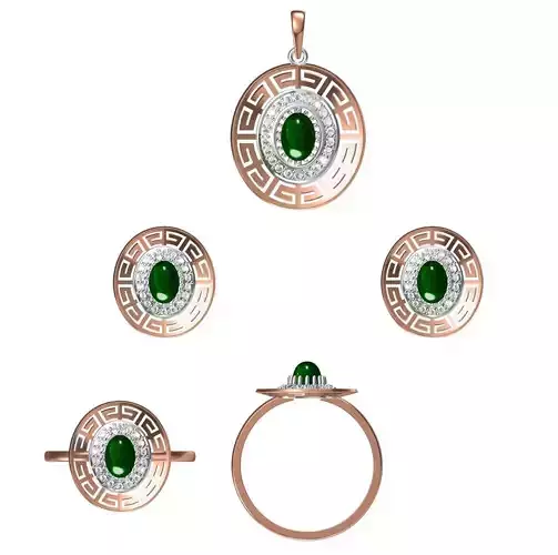 Light wt Ring Earrings Pendant set 3dm stl 1-render details 3D print model