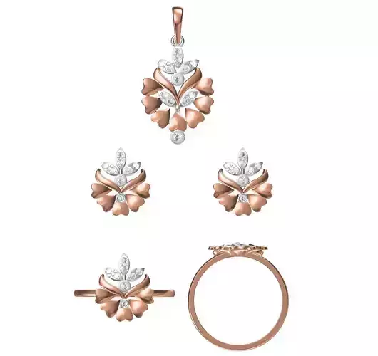 Light wt Ring Earrings Pendant set 3dm stl 1-render details 3D print model