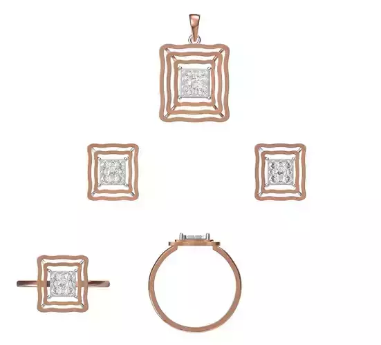 Light wt Ring Earrings Pendant set 3dm stl 1-render details 3D print model