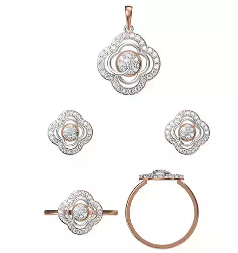 Light wt Ring Earrings Pendant set 3dm stl 1-render details 3D print model