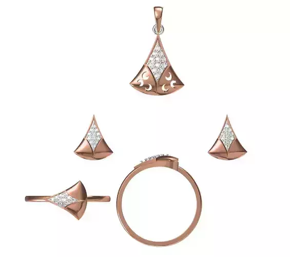 Light wt Ring Earrings Pendant set 3dm stl 1-render details 3D print model