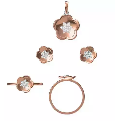 Light wt Ring Earrings Pendant set 3dm stl 1-render details 3D print model