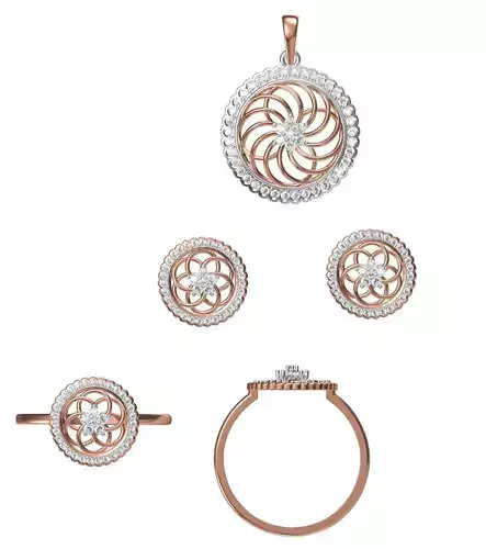 Light wt Ring Earrings Pendant set 3dm stl 1-render details 3D print model