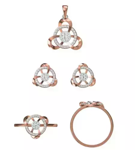 Light wt Ring Earrings Pendant set 3dm stl 1-render details 3D print model