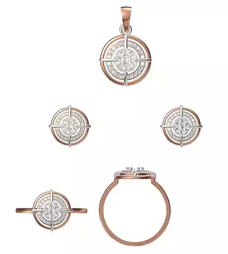 Light wt Ring Earrings Pendant set 3dm stl 1-render details