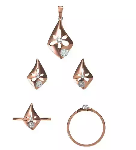 Light wt Ring Earrings Pendant set 3dm stl 1-render details