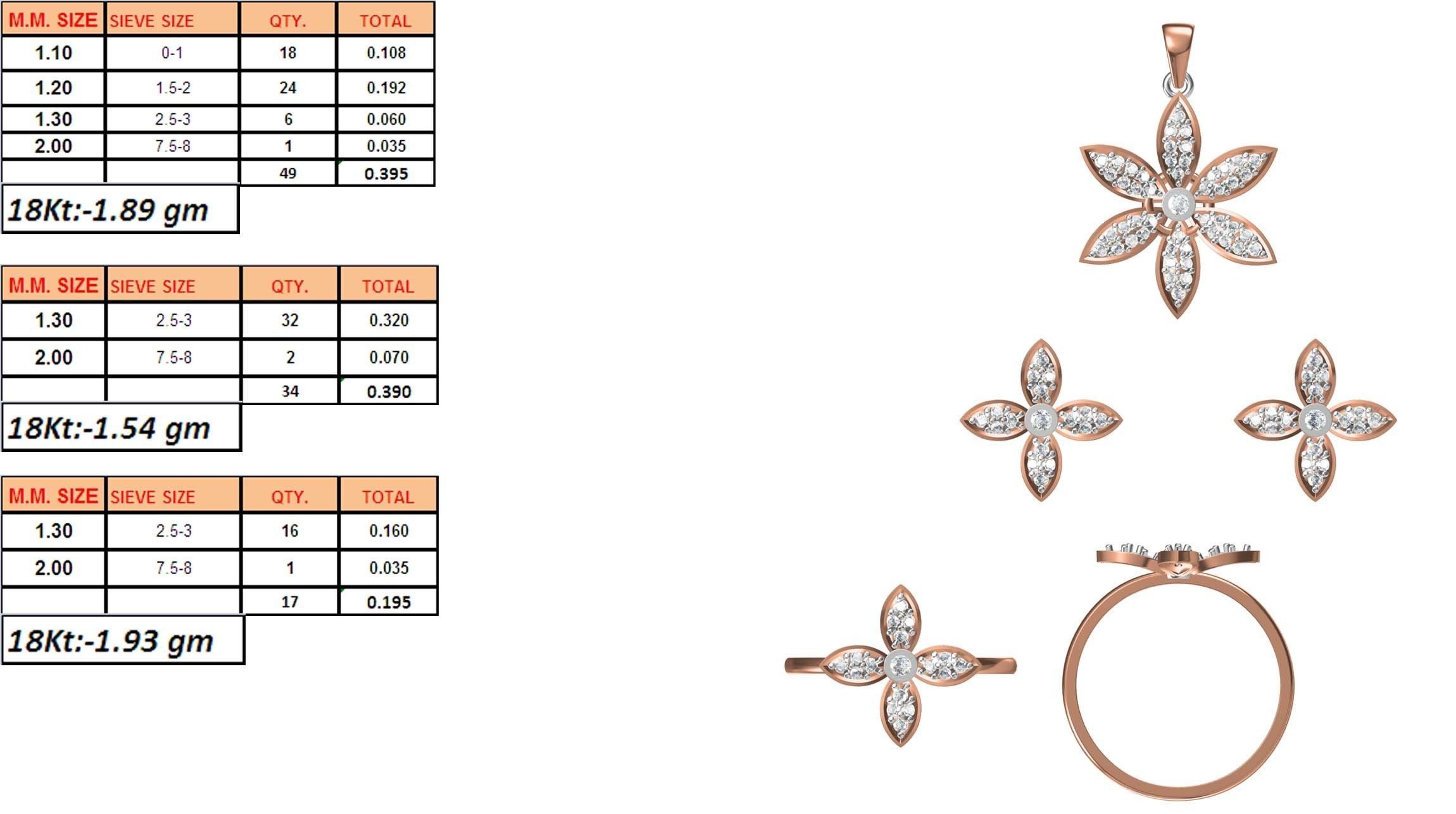 Light wt Ring Earrings Pendant set 3dm stl 1-render details 3D print model_1