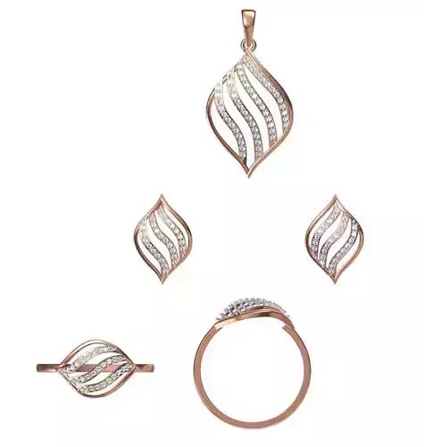 Light wt Ring Earrings Pendant set 3dm stl 1-render details
